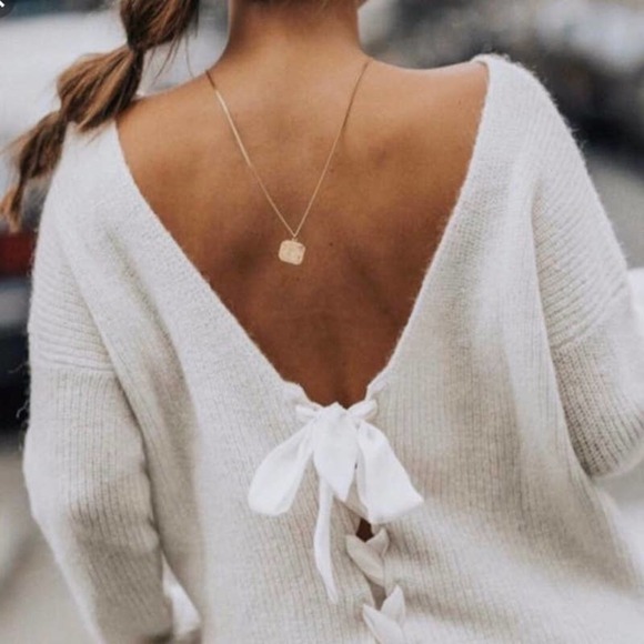 Sezane Sweaters - Sezane Cassie Reversible Mohair Lace Back Long Sleeve Sweater S